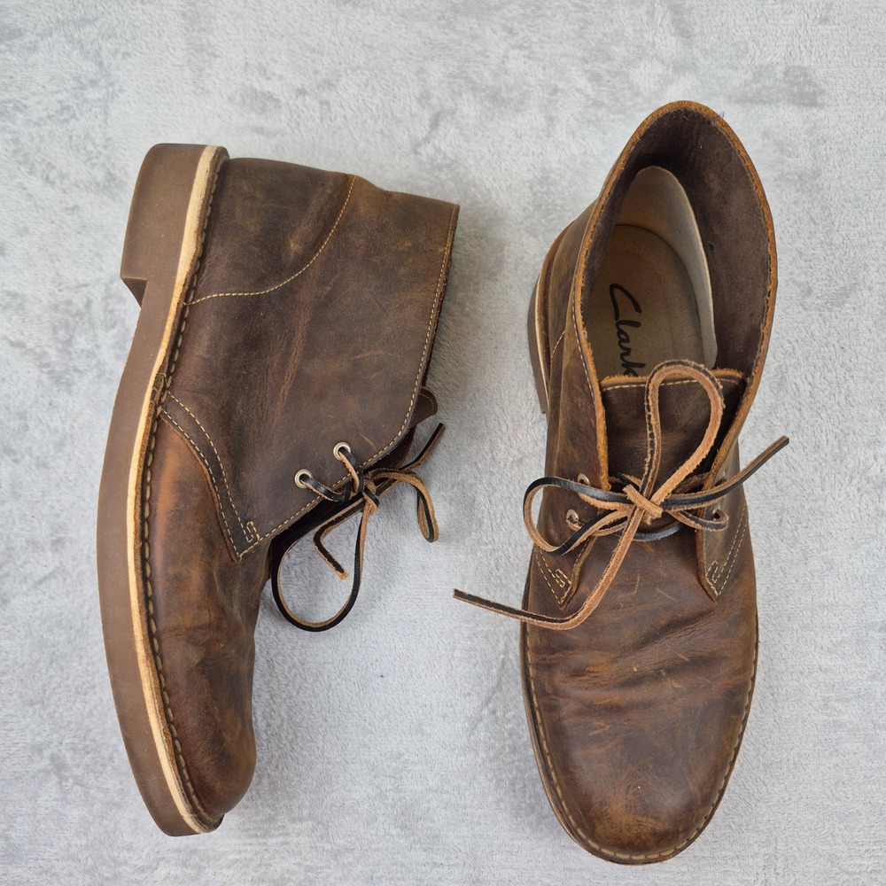 Clarks Mens Bushacre 2 Chukka Ankle Boots Leather Brown 10.5 Minimalist
